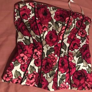White House Black Market Pink Floral Busier Top